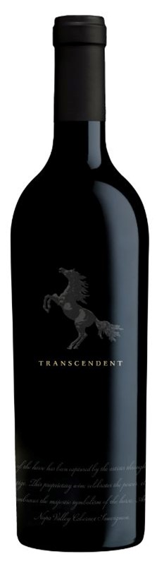 This is a bottle of Transcendent wine. It has an image of a horse.